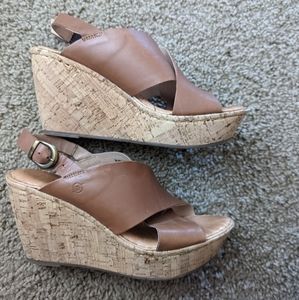 Born Cork and Leather Wedges